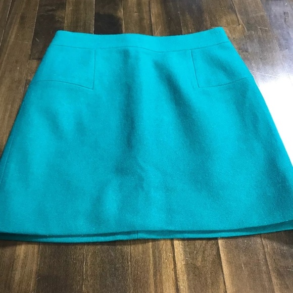 J. Crew Women’s Wool Mini Skirt Teal Green Size 0 - Picture 2 of 8
